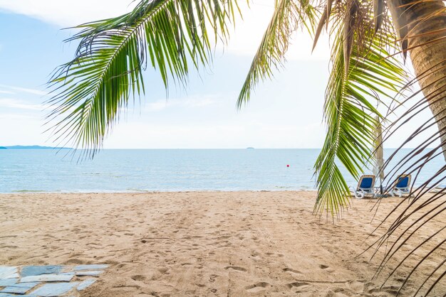 Palm and tropical beach at Pattaya in Thailand