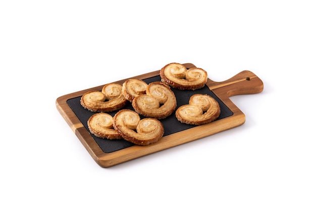 Palmier puff pastry isolated on white background