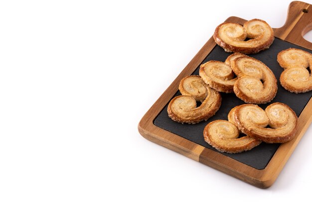 Palmier puff pastry isolated on white background