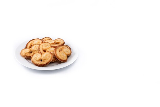 Palmier puff pastry isolated on white background