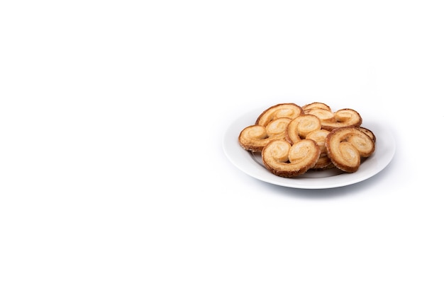 Palmier puff pastry isolated on white background