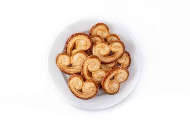 Palmier puff pastry isolated on white background