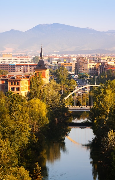 Pamplona with bridge over Arga river
