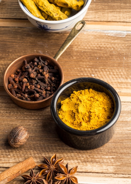 Pan and bowl with spices