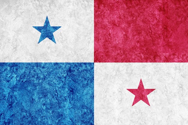 Panama Metallic flag, Textured flag, grunge flag
