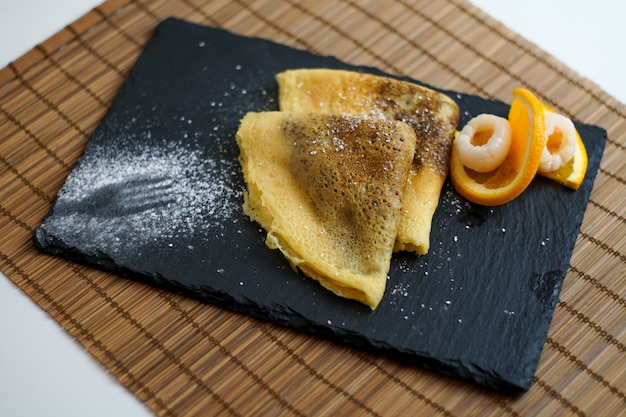 Pancake on a restaurant table