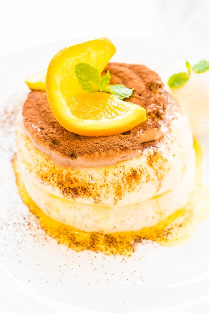 Pancake with orange on top