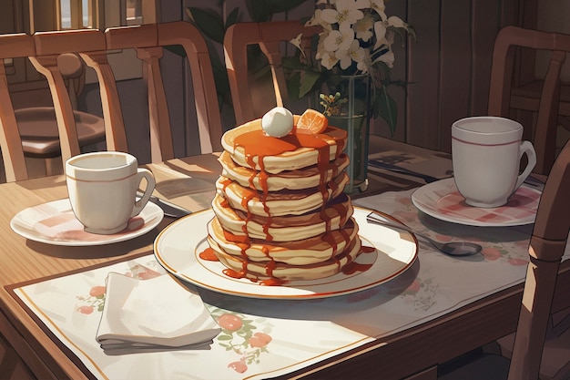 Free photo pancakes in anime style