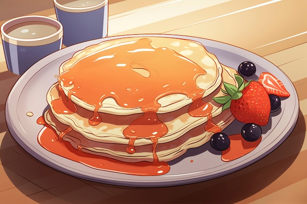 Free photo pancakes in anime style