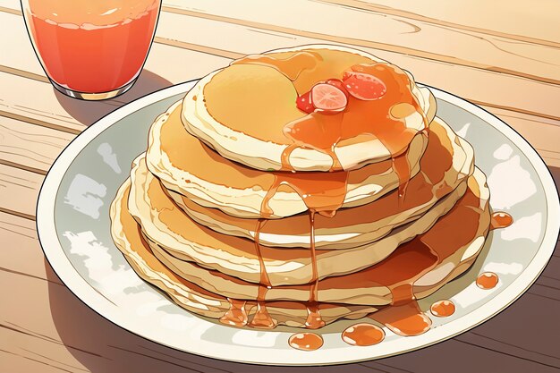 Pancakes in anime style