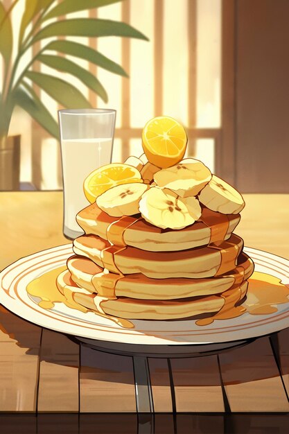 Free photo pancakes in anime style