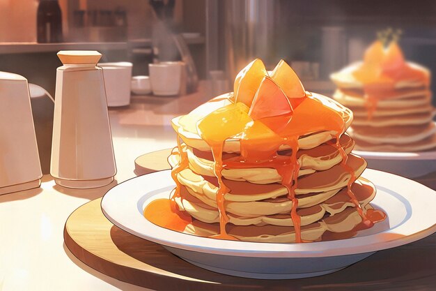 Pancakes in anime style