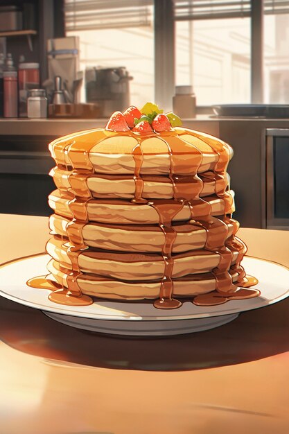 Pancakes in anime style