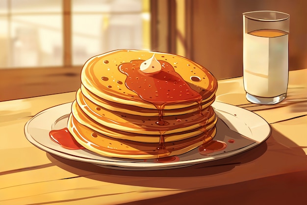 Free photo pancakes in anime style