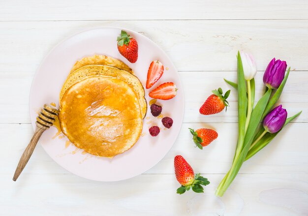 パンケーキの朝食