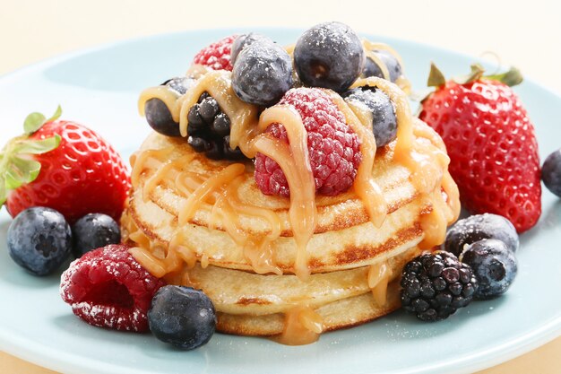 Pancakes dessert on a table