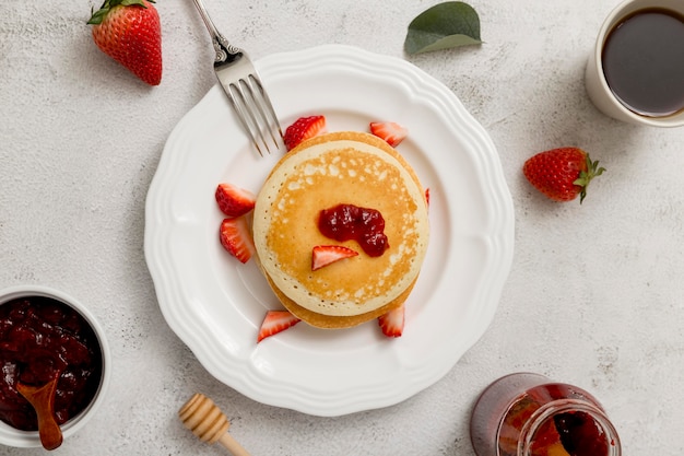 Pancakes with homemade delicious jam