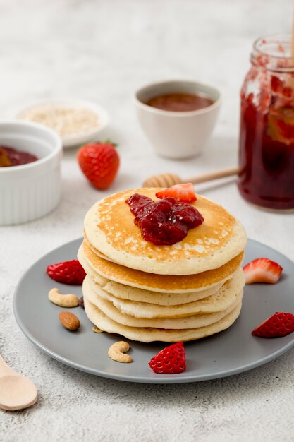 Pancakes with sweet homemade natural jam