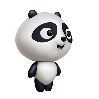 팬더 곰 동물 캐릭터 만화 귀여운 팬더 3d 그림 흰색 배경에 고립