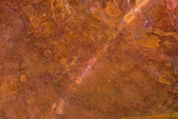 Free photo panoramic grunge copper pan texture patina and oxidized metal background old metal panel