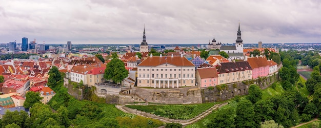 Panoramic  shot of the beautiful city of Tallinn in Estonia