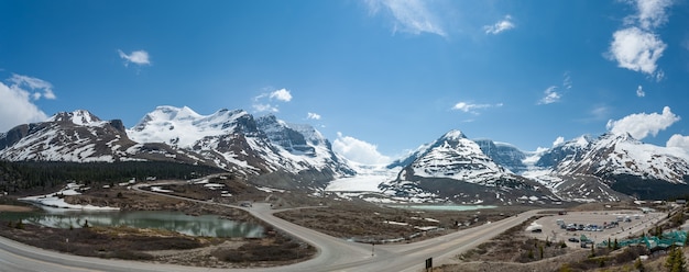 Panoramic view at the Athabasca Glacier in Canada