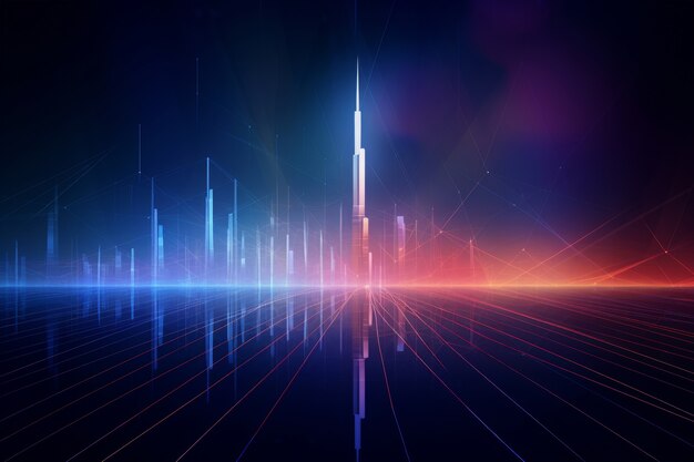 panoramic view of dubai city illuminated in a neon spectrum