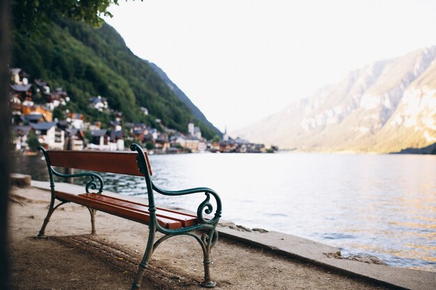 Panoramic view of lake and mountains