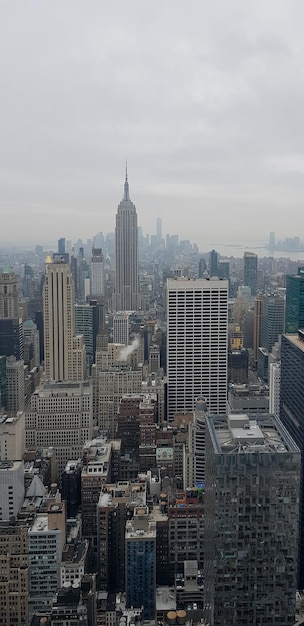Panoramic view of New York City in cloudy weather