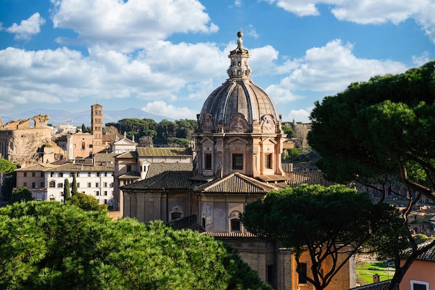 Free photo panoramic view of santi luca e martina church in roman forum