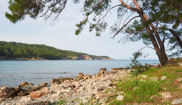 Panoramic view on sea coast. Beauty world. Turkey