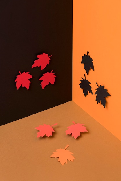 Paper autumn leaves composition
