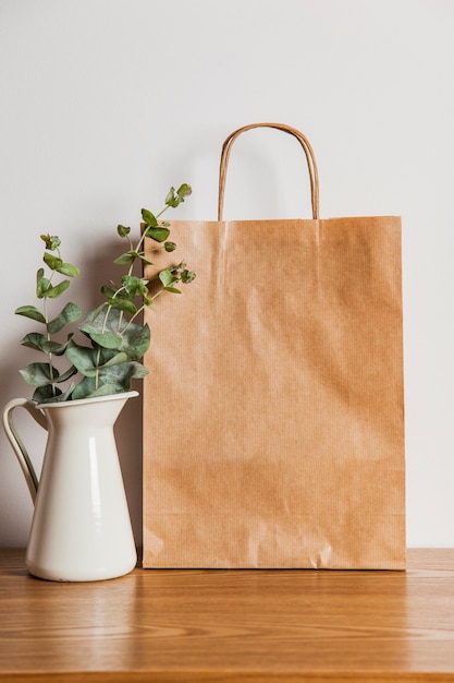 Paper bag and plant