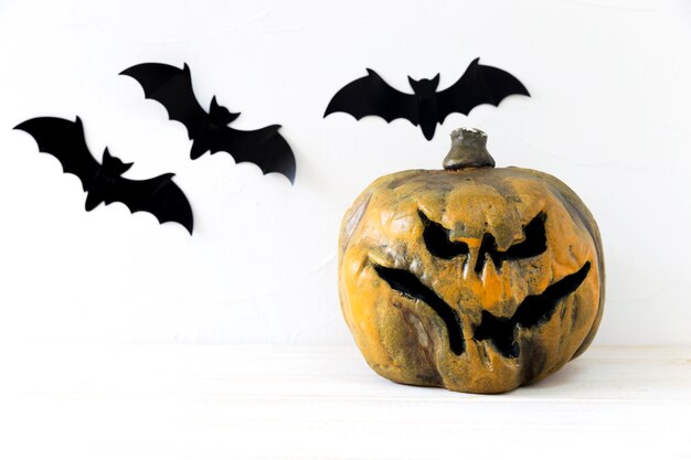 Paper bats and awful jack-o-lantern