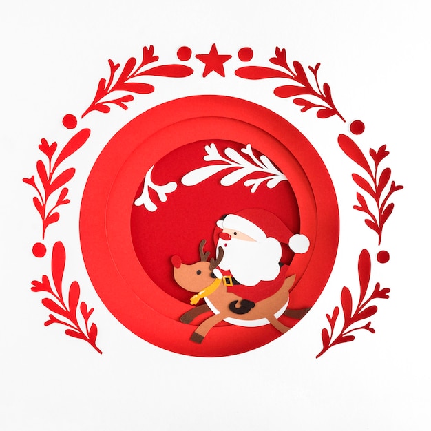 Бумага рождественская копия космического шара санта-клауса и оленей