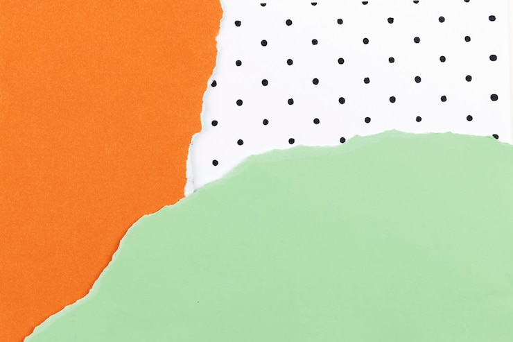 Free Photo paper collage background with green and orange