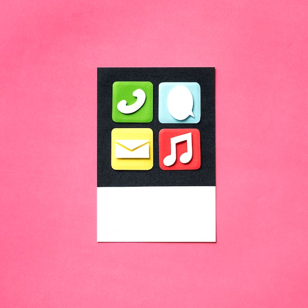 Free photo paper craft art of app and media icons