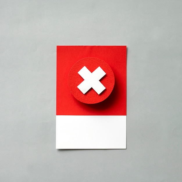 Free photo paper craft art of a red x