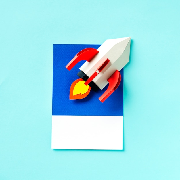 Free photo paper craft art of a rocket ship