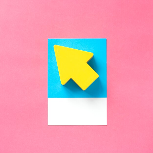 Paper craft art of a yellow arrow