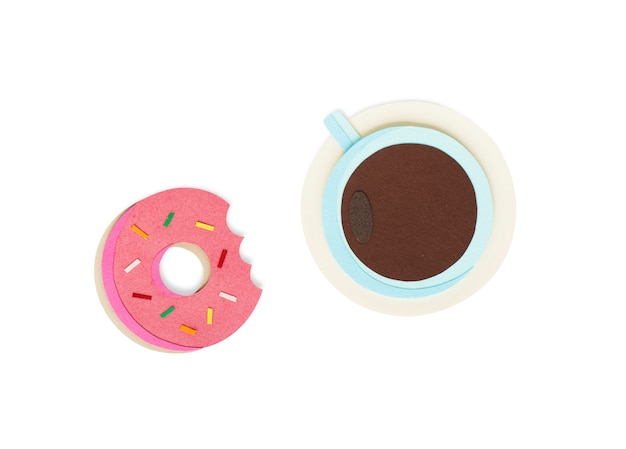 Free photo paper craft design of coffee cup and donut icon