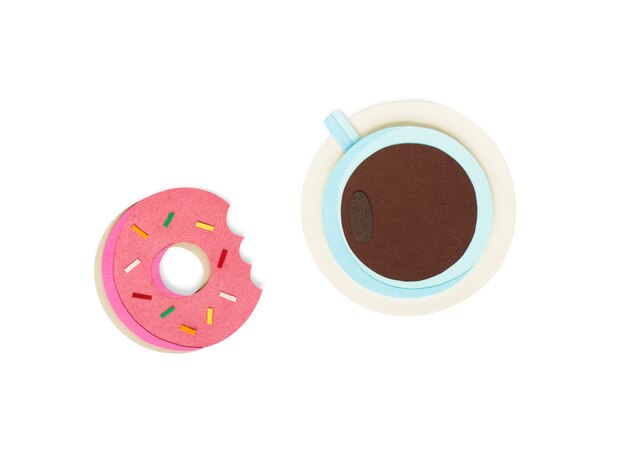 Paper craft design of coffee cup and donut icon