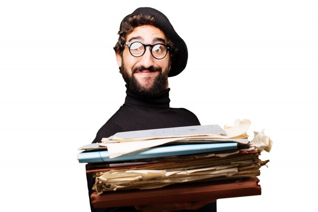 paper document beard cool young
