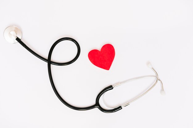 Paper heart near stethoscope
