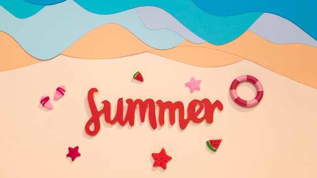 Free photo paper made summer beach composition
