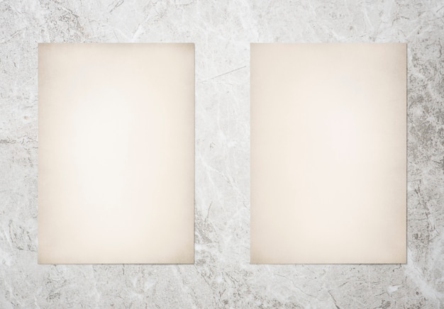 Paper set mockup on marble background