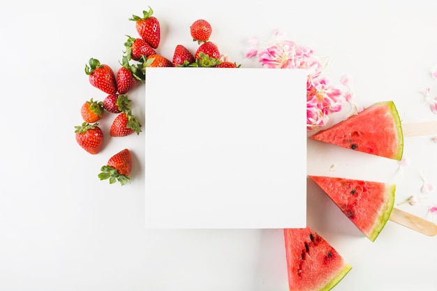 paper sheet on fruits and petals