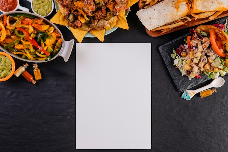 Free Photo paper sheet near mexican dishes