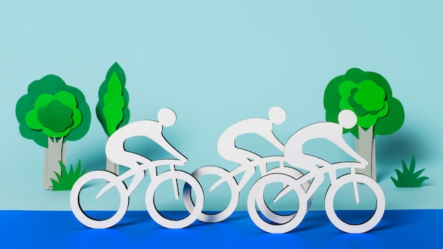 Free photo paper style cycling competition