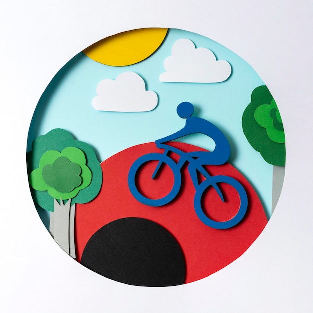 Free photo paper style cycling competition